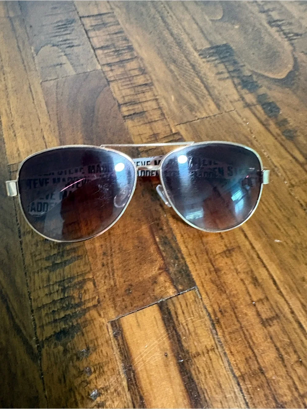 Steve Madden Gold Frame Aviator Sunglasses with Brown Gradient Lenses